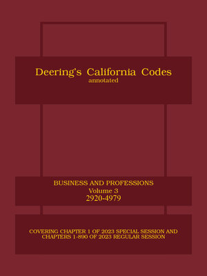 cover image of Deering's California Business and Professions Code